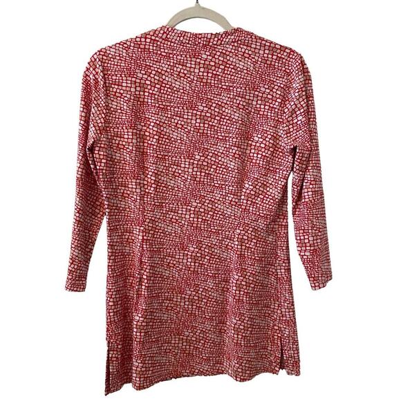 J.McLaughlin Geometric Print Tunic Top Red White Size Small 747E - Picture 3 of 9